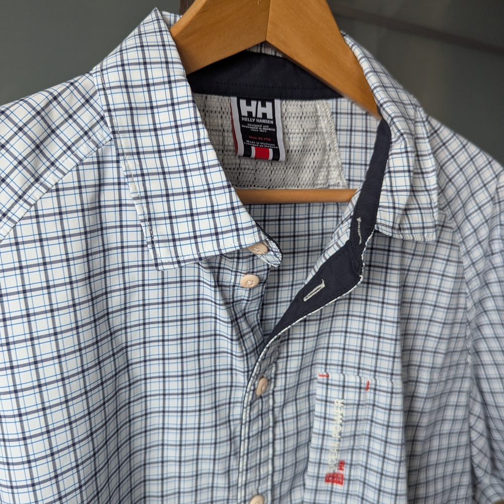 Helly Hansen Men's Short-sleeve Blue Checkered Lightweight Shirt - XL